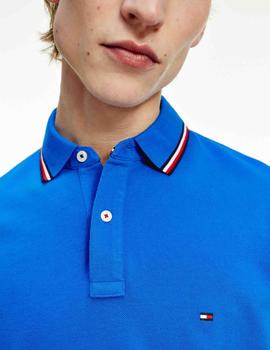 TOMMY TIPPED SLIM POLO BIO BLUE