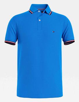 TOMMY TIPPED SLIM POLO BIO BLUE