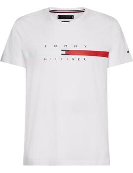 GLOBAL STRIPE CHEST TEE WHITE