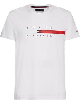 GLOBAL STRIPE CHEST TEE WHITE