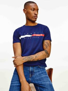 GLOBAL STRIPE CHEST TEE YALE NAVY