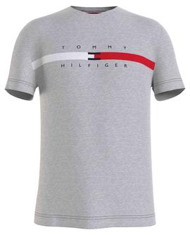 GLOBAL STRIPE CHEST TEE MEDIUM GREY HEATHER