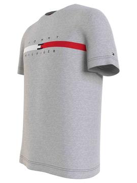 GLOBAL STRIPE CHEST TEE MEDIUM GREY HEATHER