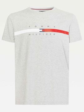 GLOBAL STRIPE CHEST TEE MEDIUM GREY HEATHER