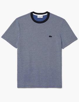 CAMISETA LACOSTE DE ALGODÓN TEXTURIZADO AZUL