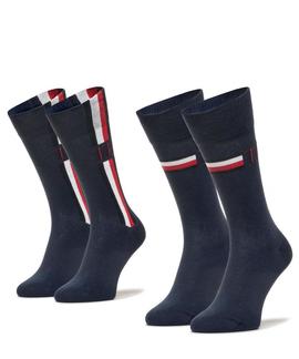 TH MEN SOCK 2 PACK ICONIC STRIPE CLASSIC NAVY