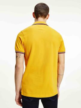 TOMMY TIPPED SLIM POLO COURTSIDE YELLOW