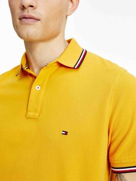 TOMMY TIPPED SLIM POLO COURTSIDE YELLOW