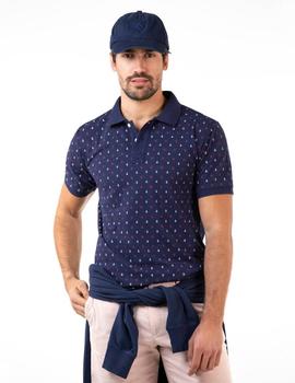 POLO MANGA CORTA ESTAMPADO AZUL MARINO