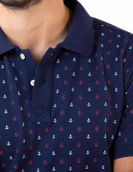 POLO MANGA CORTA ESTAMPADO AZUL MARINO