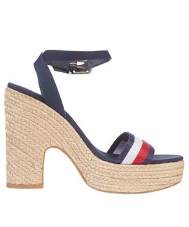 SHIMMERY RIBBON HEEL SANDAL DESERT SKY