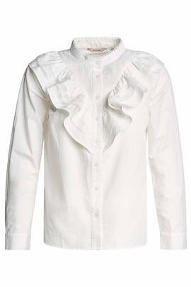 CAMISA DE POPELÍN CON VOLANTES BLANCA