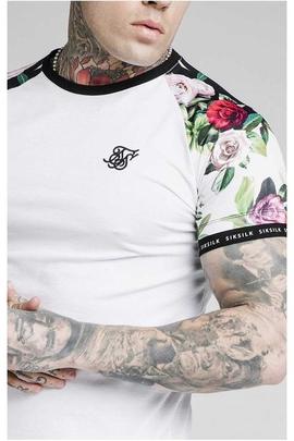 FLORAL PIXEL INSERT TECH TEE WHITE