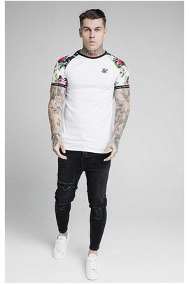 FLORAL PIXEL INSERT TECH TEE WHITE