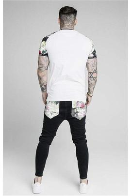 FLORAL PIXEL INSERT TECH TEE WHITE