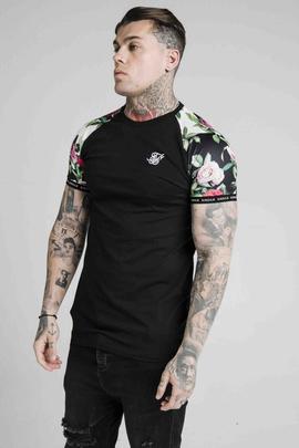 FLORAL PIXEL INSERT TECH TEE BLACK