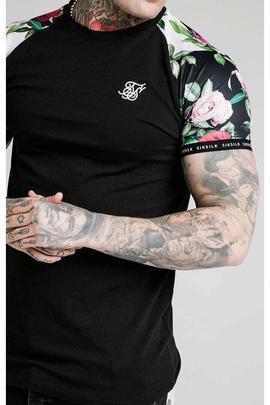 FLORAL PIXEL INSERT TECH TEE BLACK