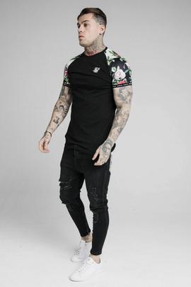 FLORAL PIXEL INSERT TECH TEE BLACK