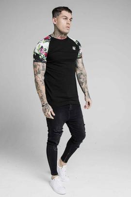 FLORAL PIXEL INSERT TECH TEE BLACK