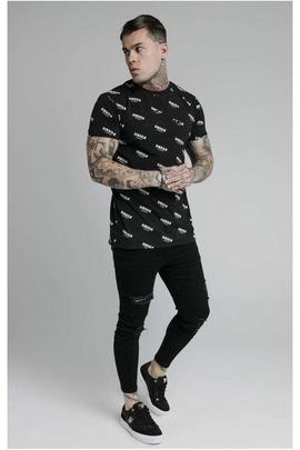 REPEAT PRINT BOX TEE BLACK