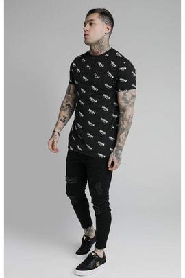 REPEAT PRINT BOX TEE BLACK