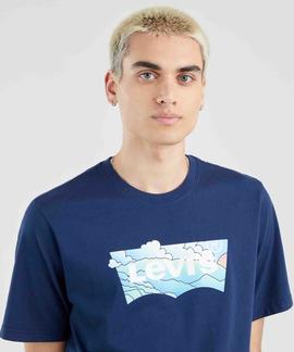 SHORT SLEEVE RELAXED FIT TEE BATWING CLOUDS NAVY