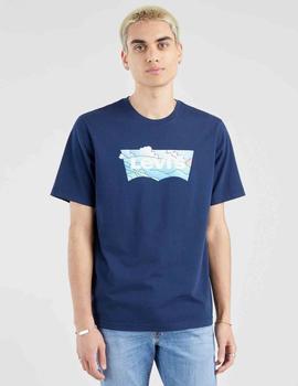 SHORT SLEEVE RELAXED FIT TEE BATWING CLOUDS NAVY