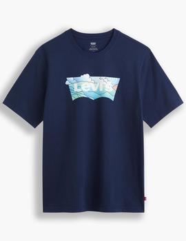 SHORT SLEEVE RELAXED FIT TEE BATWING CLOUDS NAVY