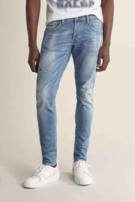 CLASH SKINNY FIT EN DENIM AZUL CON ROTOS Y GATEADO