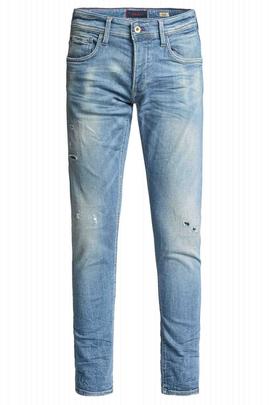 CLASH SKINNY FIT EN DENIM AZUL CON ROTOS Y GATEADO