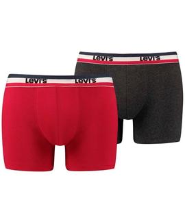 LEVIS MEN SPORTSWEAR LOGO BOXER BRIEF 2 PACK RED / BLACK