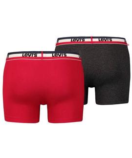 LEVIS MEN SPORTSWEAR LOGO BOXER BRIEF 2 PACK RED / BLACK