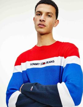 TJM LINEAR LOGO SWEATER DEEP CRIMSON / MULTI