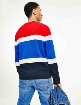 TJM LINEAR LOGO SWEATER DEEP CRIMSON / MULTI