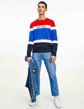 TJM LINEAR LOGO SWEATER DEEP CRIMSON / MULTI