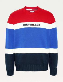 TJM LINEAR LOGO SWEATER DEEP CRIMSON / MULTI