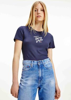 TJW SKINNY SCRIPT TEE TWILIGHT NAVY