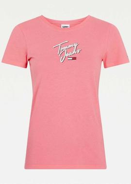 TJW SKINNY SCRIPT TEE BOTANICAL PINK