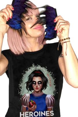 CAMISETA DE MUJER SNOW HEROINES NEGRA