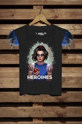 CAMISETA DE MUJER SNOW HEROINES NEGRA