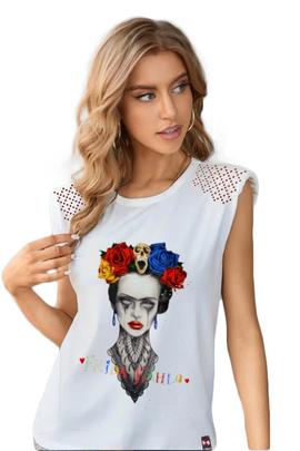 CAMISETA MUJER FRIDA HEROINES RED BLANCA