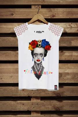 CAMISETA MUJER FRIDA HEROINES RED BLANCA