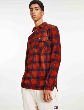 TJM FLANNEL PLAID SHIRT DEEP CRIMSON CHECK