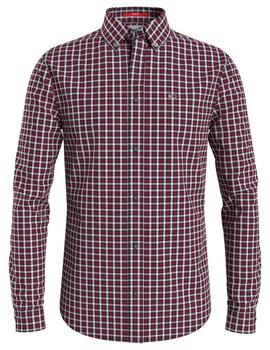 TJM STRETCH POPLIN CHECK SHIRT DEEP CRIMSON SMALL CHECK