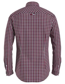 TJM STRETCH POPLIN CHECK SHIRT DEEP CRIMSON SMALL CHECK