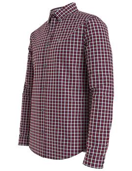 TJM STRETCH POPLIN CHECK SHIRT DEEP CRIMSON SMALL CHECK