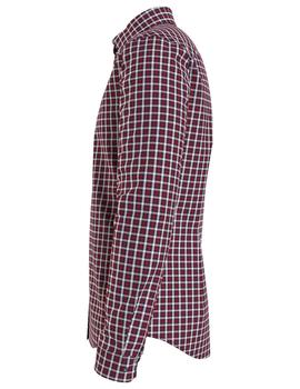 TJM STRETCH POPLIN CHECK SHIRT DEEP CRIMSON SMALL CHECK