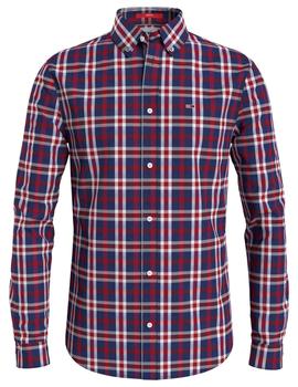 TJM STRETCH POPLIN CHECK SHIRT DEEP CRIMSON BIG CHECK