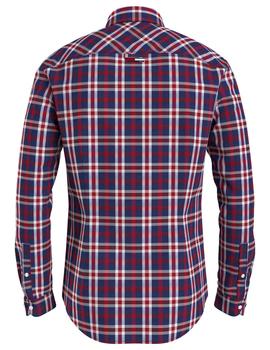 TJM STRETCH POPLIN CHECK SHIRT DEEP CRIMSON BIG CHECK