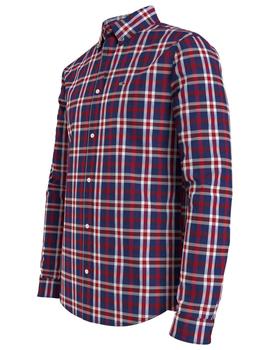 TJM STRETCH POPLIN CHECK SHIRT DEEP CRIMSON BIG CHECK